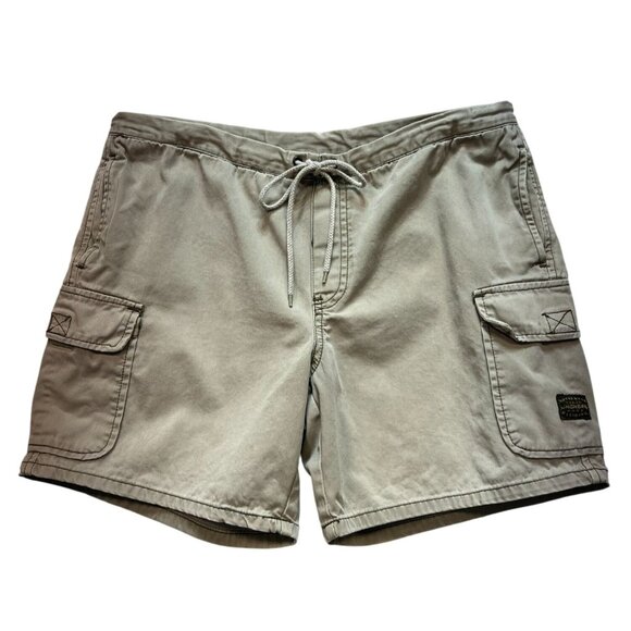 Unionbay Mens Cargo Shorts Small Tan Khaki Outdoors Casual Classic Drawstring - Picture 1 of 11
